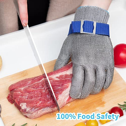 ARCLIBER Level 9 Cut Resistant Glove Stainless Steel Wire Metal Mesh Butcher Glove for Meat Cutting Oyster Shucking Chopping and Peeling - size: Large (Pack of 1)