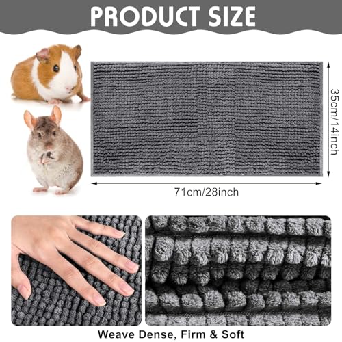 Amylove 4 Pcs Guinea Pig Cage Liner 14 x 28 Inch Washable Chenille Pee Pads Pet Dog Cat Bedding Training Mat Reusable for Small Animals Puppy Bunny Hamster Chinchilla - color: Dark Gray, size: 14 x 28 Inch, style: Low Pile Chenille