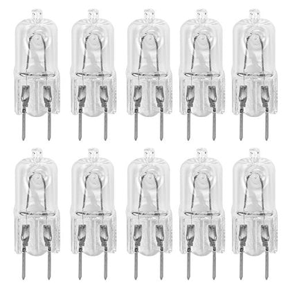 10 Pack-G8 20Watt 120V Halogen Light Bulbs T4 JCD Type 120V Bi-Pin Base Shorter 1-1/4" (1.25") Length 20W Lamp Soft White Under Cabinet Puck Lighting Replacement Dimmable Hood Range Q20/G8/CL/120V