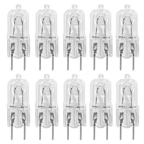 10 Pack-G8 20Watt 120V Halogen Light Bulbs T4 JCD Type 120V Bi-Pin Base Shorter 1-1/4" (1.25") Length 20W Lamp Soft White Under Cabinet Puck Lighting Replacement Dimmable Hood Range Q20/G8/CL/120V