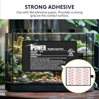 iPower 4X7 Inch Reptile Heating Pad and Digital Heat Mat Thermostat, Terrarium Heat Mat for Amphibious Pets - size: 4" X 7", style: Heat Pad