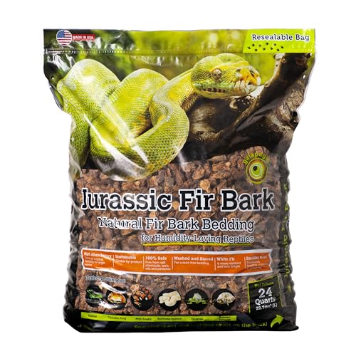 Galapagos (05026) Jurassic Fir Bark® 100% Douglas Fir High Absorbency Reptile Bedding, Ideal for Snakes, Geckos, & Tropical Terrariums, 24QT
