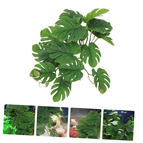 Abaodam Artificial Hanging Plant for Reptiles Suction Cups Terrarium Decor for Reptile Habitats Leafy Climbing Plant for Snakes Lizards and Amphibians