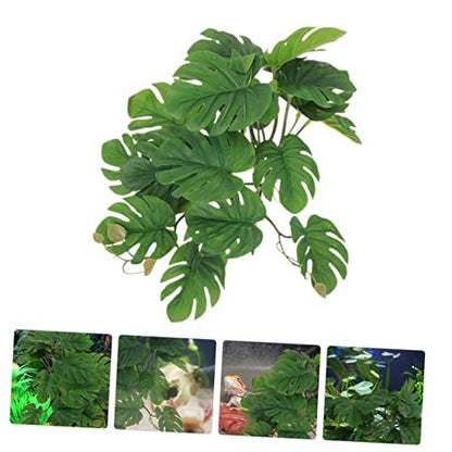 Abaodam Artificial Hanging Plant for Reptiles Suction Cups Terrarium Decor for Reptile Habitats Leafy Climbing Plant for Snakes Lizards and Amphibians