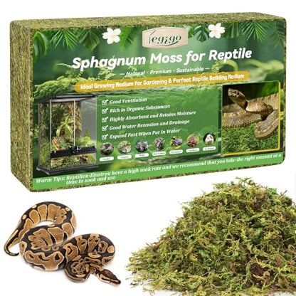 Legigo 14 OZ Sphagnum Moss for Reptile- 16 QT Natural Reptile Moss Terrarium Moss Substrate, Snake Tank Moss Peat Moss Reptile Bedding for Snake, Gecko, Ball Python, Frog and Orchids Plants - size: 14 OZ