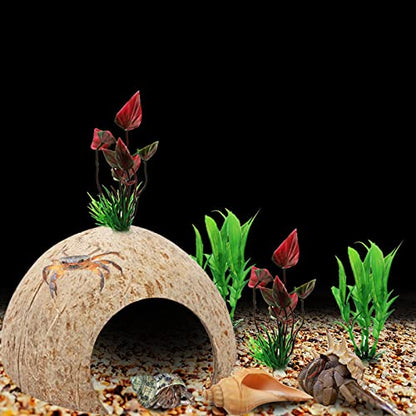 Hermit Crab Supplies - 22 pcs Shells, Natural Coconut Shell Reptile Hide, Artificial Plants, Tank Climbing Toys for Hideouts