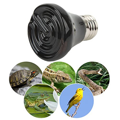 EMUKOEP Ceramic Reptile Heat Lamp Bulb Ceramic Heat Lamp Mini Infrared Heat Ceramic Amphibian Heating Lamp for Lizards Reptiles 220V‑240V (100W Black)