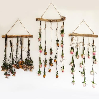 Qenk 2Pcs 15 Inch Natural Driftwood Decorative Branches Farmhouse Home Wall Hanging Decor Hanging Jewelry Organizers with 5 Hooks