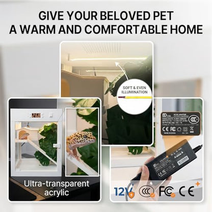 Lizard Habitat Terrarium,Reptile Enclosure, Crested Gecko Tank, Suitable for Any Pets Requiring Temperature-Controlled Climate, Ecological Breeding Tank, No Assembly Required, 9" x 9" x 12"