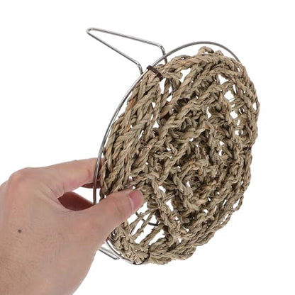 Healifty Bearded Dragon Lounger Hammock 7.3" Woven Straw Reptile Hammock with Metal Legs Elevated Basking Platform Breathable and Removable Bed for Terrarium and Mesh Enclosures