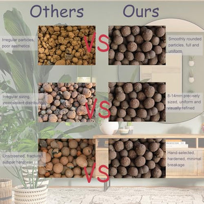 Natural Organic Clay Pebbles, 2LBS 8mm-18mm Expanded Leca Balls Plant Garden Soil, Grow Media for Hydroponics, Decoration, Aquaponics, Gardening Essentials - size: 2 LBS
