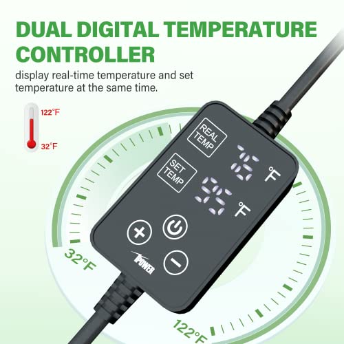 iPower 2-Pack Seedling Heat Mat for Plants with Dual Digital Temperature Controller, MET Certified Heating Pad, 48" x 20.75", Black - size: 48" x 20.75"(x2), style: with Digital Controller