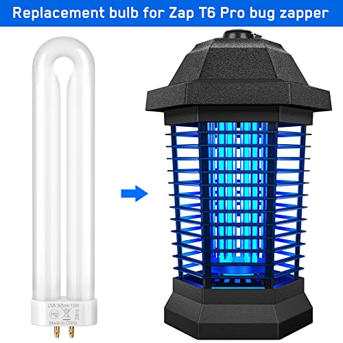 GOOTOP Replacement Bulb for Zap T6 Pro, K15, T9,X3 Bug Zapper, 15W, 4-Pin Base, U-Tube Bulb Twin Tube Bulb - size: 1 pcs