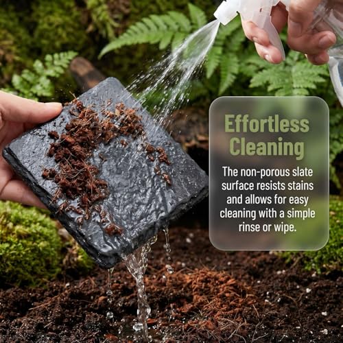 Turtle Basking Platform Slate Reptile Basking Slate Platform for Turtles 3.9 x 3.9 Inch Natural Stone Tortoise Bearded Dragon Lizard Chameleon Gecko Terrarium Accessory