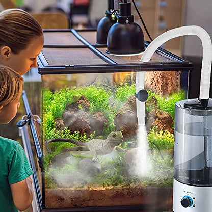 Dreyoo Reptile Humidifier Fogger, 4L Cool Mist Fog Mister with Tube for Tortoise Habitat Chameleon Snake Amphibians, Compatible with All Terrariums, Cages and Enclosures
