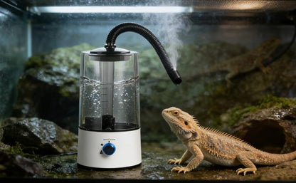 Reptile Fogger 135 fl oz, 4 L, Top-Fill Reptile Humidifier for Chameleon Lizard and Tortoise, Quiet Fog Machine with Stretchable Tube, Customizable Mist Output, Black and White