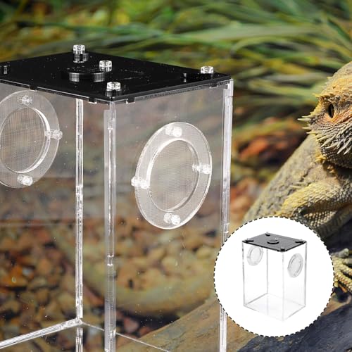 Homoyoyo Transparent Acrylic Reptile Box for Snakes Lizards Tarantulas Lightweight Breeding and Feeding Tank with Viewing Space Portable Habitat Suitable for Geckos Frogs Hermit Crabs and
