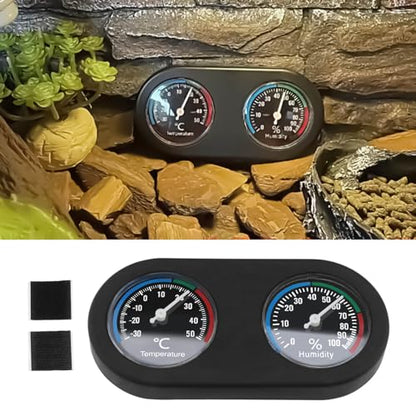 Reptile Thermometer Hygrometer 2 in 1 Mini Round Shape Dual Dial Thermometer and Humidity Gauge for Terrarium Lizard Spider Chameleon Pet