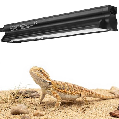 T5 HO UVB Reptile Light Kit, 12.4" Fixture with 8W 10.0 UVB Tube, Suitable for Desert Reptiles Including Juvenile Bearded Dragons in Standard Terrariums - color: 10.0 Desert, size: 8W-12.4Inch