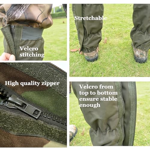 Adjustable Snake Gaiters Men Women Snake Boot Gators Bite Protection Guards Chaps Waterproof Leg Gaiter Hiking Hunting - color: Green Snake Gaiters