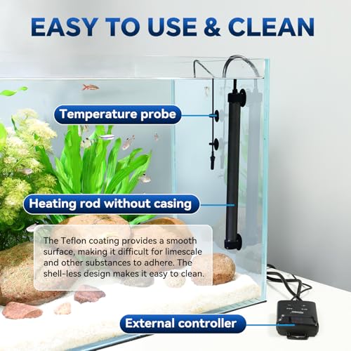 hygger Aquarium Heater,Submersible Fish Tank Heater with External Digital Display, Including Overheat & Leakage Protection and Temperature Sensor for Freshwater and Saltwater (500W for 60gal~90gal) - size: 500W for 60gal~90gal