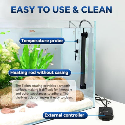 hygger Aquarium Heater,Submersible Fish Tank Heater with External Digital Display, Including Overheat & Leakage Protection and Temperature Sensor for Freshwater and Saltwater (500W for 60gal~90gal) - size: 500W for 60gal~90gal