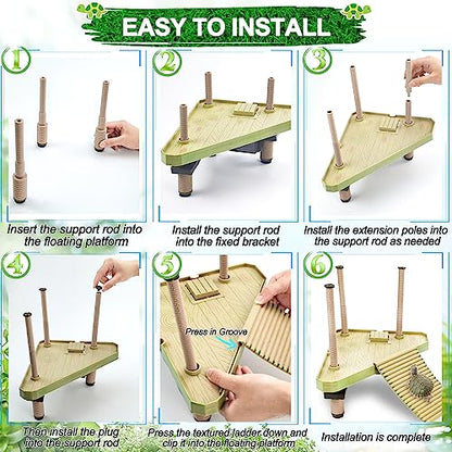 Keedolla Floating Turtle Pier and Basking Platform, Turtle Basking Platform Ramp Tortoise Reptile Floating Docks Climbing Ladder for Crabs, Frogs, Newts, Salamanders - Medium - size: Medium - 20 gallon or larger fish tank