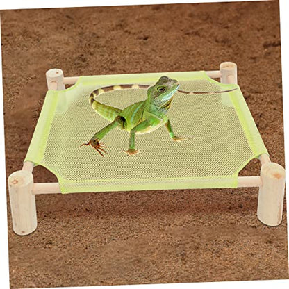 BESPORTBLE Bearded Dragon Swing Hammock Large Lizard Swing Bed Wooden Reptile Bed for Basking Creative Reptile Hammock