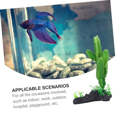 Artificial Plastic Cactus Plant Aquarium Decor, Simulation Underwater Plant Bonsai for Fish Tank, Reptile Terrarium Ornament, Home Aquatic Landscape