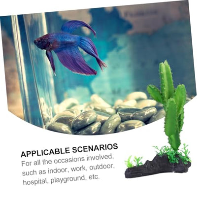 Artificial Plastic Cactus Plant Aquarium Decor, Simulation Underwater Plant Bonsai for Fish Tank, Reptile Terrarium Ornament, Home Aquatic Landscape