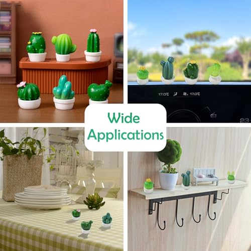 24 pcs 12 Styles Mini Cactus Resin Figurines Green Potted Plant Dollhouse Accessories for DIY Micro Landscape Fairy Garden Accessories - color: 24pcs-17~28x17.5~22.5x23~39mm-resin Cactus Figurines