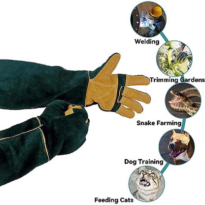Animal Handling Gloves,23.6" Long Sleeves Gauntlet,Safety Work Gloves,Bite Proof Gloves for Dogs Training