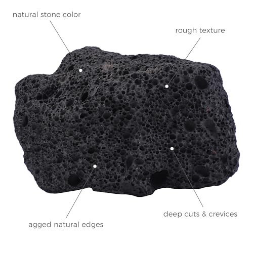 6-8 Inches Large Natural Black Lava Rock 4 PCS Aquarium Rocks for Aquascaping, Aquarium Landscaping, Terrariums, Fish Tank Decoration, Vivariums, Paludarium, Reptile and Amphibian Enclosures