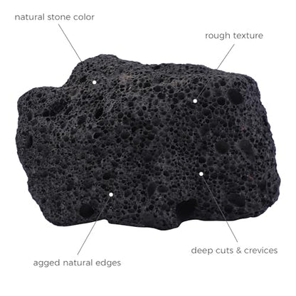 6-8 Inches Large Natural Black Lava Rock 4 PCS Aquarium Rocks for Aquascaping, Aquarium Landscaping, Terrariums, Fish Tank Decoration, Vivariums, Paludarium, Reptile and Amphibian Enclosures