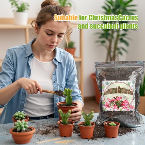 Doter Christmas Cactus Potting Soil Mix 1qt, Ideal for Succulents, Christmas Cacti, and Other Indoor Potted Plantings - size: 1qt