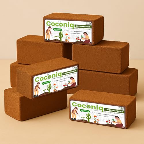 Premium Coco Coir Bricks 8 Pack - Lightweight Cocopeat for Garden Soil, Compressed Coconut Fiber Brick for Potting, Gardening, Planting, Seed Starting, Indoor & Outdoor Plants, Set of 8 - color: Pack of 8