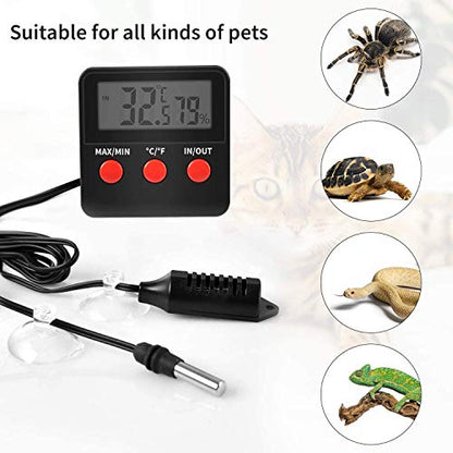 iPower 4"x7" Reptile Heat Mat Under Tank Warmer Terrarium Heating Pad with Temperature Adjustable Controller, Thermometer and Hygrometer with Temperature and Humidity Probe for Amphibian and Pet - size: 4 X 7 Inch, style: Adjustable Pad + Thermo & Hygrome