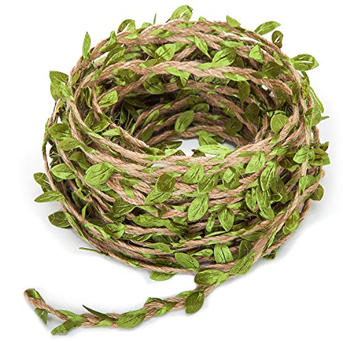 Artificial Vine Natural Hemp Rope Burlap Leaf Ribbon for Jungle Safari Birthday Party Decorations (66FT) - size: 66FT