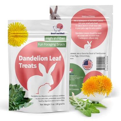 Snout and Shell Dandelion Leaf Treat for Small Pets – 1 oz (28g) | High-Fiber, Natural Foraging Snack for Rabbits, Guinea Pigs, Chinchillas, Squirrels & More