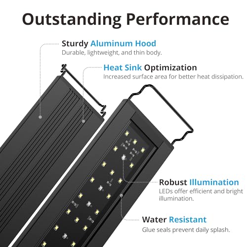 NICREW C10 Plants LED Aquarium Light, 18-24 in, 13 Watts, Full Spectrum Fish Tank Light with Timer, Day and Night Cycle, Brightness Adjustable - size: 18 - 24 in