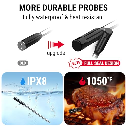 ThermoPro Wireless Meat Thermometer for Grilling and Smoking, Bluetooth Meat Thermometer Digital Wireless for Rotisserie Sous Vide BBQ, Smoker Thermometer, Red, Gift for Dad Him Husband - color: Dark Red