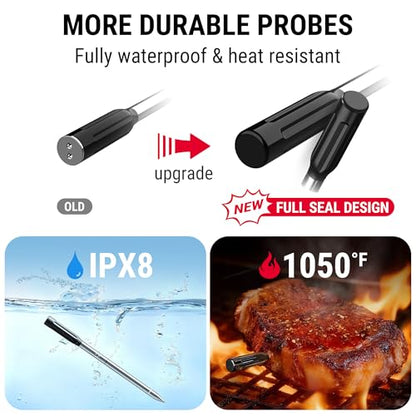 ThermoPro Wireless Meat Thermometer for Grilling and Smoking, Bluetooth Meat Thermometer Digital Wireless for Rotisserie Sous Vide BBQ, Smoker Thermometer, Red, Gift for Dad Him Husband - color: Dark Red