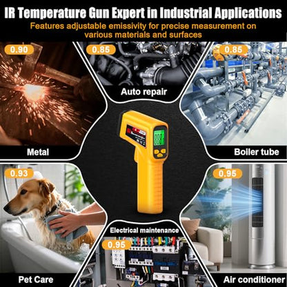 FKM Infrared Thermometer Gun High Precision 13-Point Laser Non-Contact Laser Temperature Gun,-58°F~1112°F,Digital IR Temp Gun for Cooking,Griddle,Oven,Food,HVAC,Automotive,Industrial Tool-2026 Upgrade - style: -58°F~1112°F (-50°C~600°C)