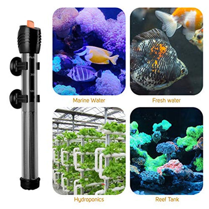 Orlushy Submersible Aquarium Heater,500W Fish Tahk Heater with Adjust Knob Thermostat 2 Suction Cups and Free Thermometer Suitable for Marine Saltwater and Freshwater (500W) - size: 500W