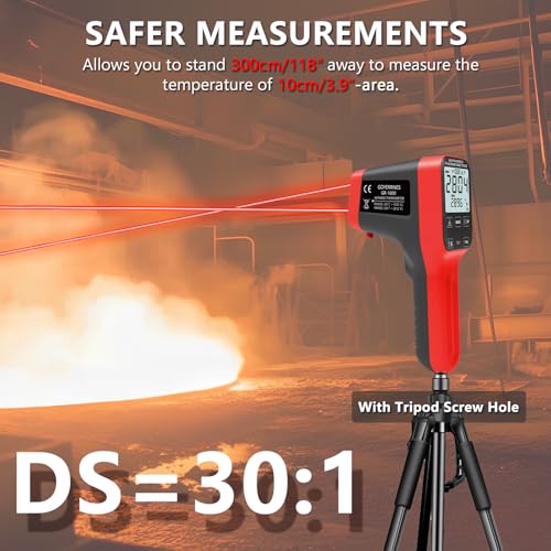 Pyrometer, 30:1 Industrial Infrared Thermometer Gun Rechargeable, -58℉~2912℉ High Temp Waterproof Digital IR Laser Temperature Gauge (NOT for Human) - color: Orange