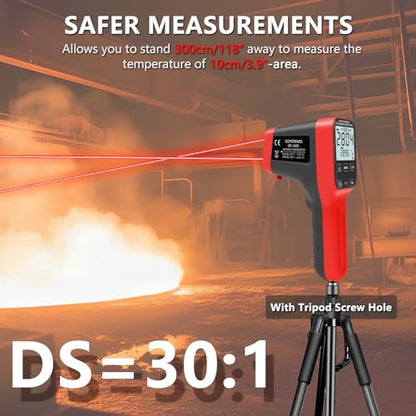 Pyrometer, 30:1 Industrial Infrared Thermometer Gun Rechargeable, -58℉~2912℉ High Temp Waterproof Digital IR Laser Temperature Gauge (NOT for Human) - color: Orange
