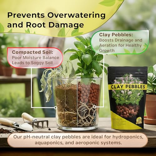 Professional Clay Pebbles for Plants 2.2 Quarts, Expanded Clay Pebbles for Hydroponics, Seedlings, Root Cuttings and Indoor Outdoor Plants, Lightweight Soil Additive, Made in USA - style: Clay Pebbles Soil Additive (2.2 Quarts)