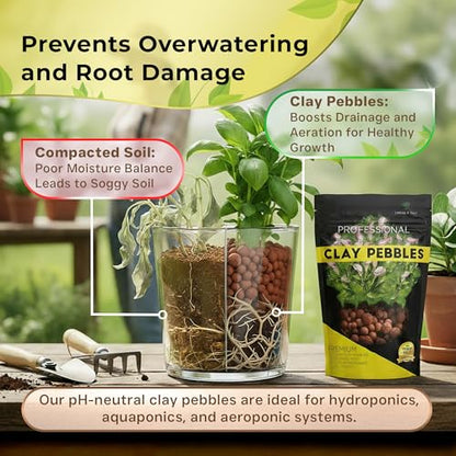 Professional Clay Pebbles for Plants 2.2 Quarts, Expanded Clay Pebbles for Hydroponics, Seedlings, Root Cuttings and Indoor Outdoor Plants, Lightweight Soil Additive, Made in USA - style: Clay Pebbles Soil Additive (2.2 Quarts)