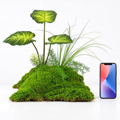 Green Fake Plants, 9 Bunch Artificial Grass Plants 34cm Tall, Realistic Faux Plants for Living Room Office Decor
