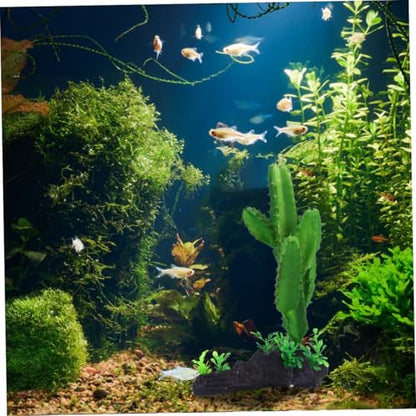 Artificial Plastic Cactus Plant Aquarium Decor, Simulation Underwater Plant Bonsai for Fish Tank, Reptile Terrarium Ornament, Home Aquatic Landscape